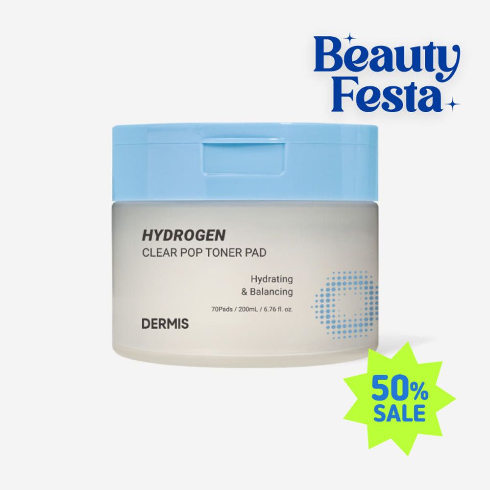 DERMIS Hydrogen Clear Pop Toner Pad 70 Pads Hydrating Soothing Cooling Brightening Wrinkle Care Korean Toner _ Made in KOREA